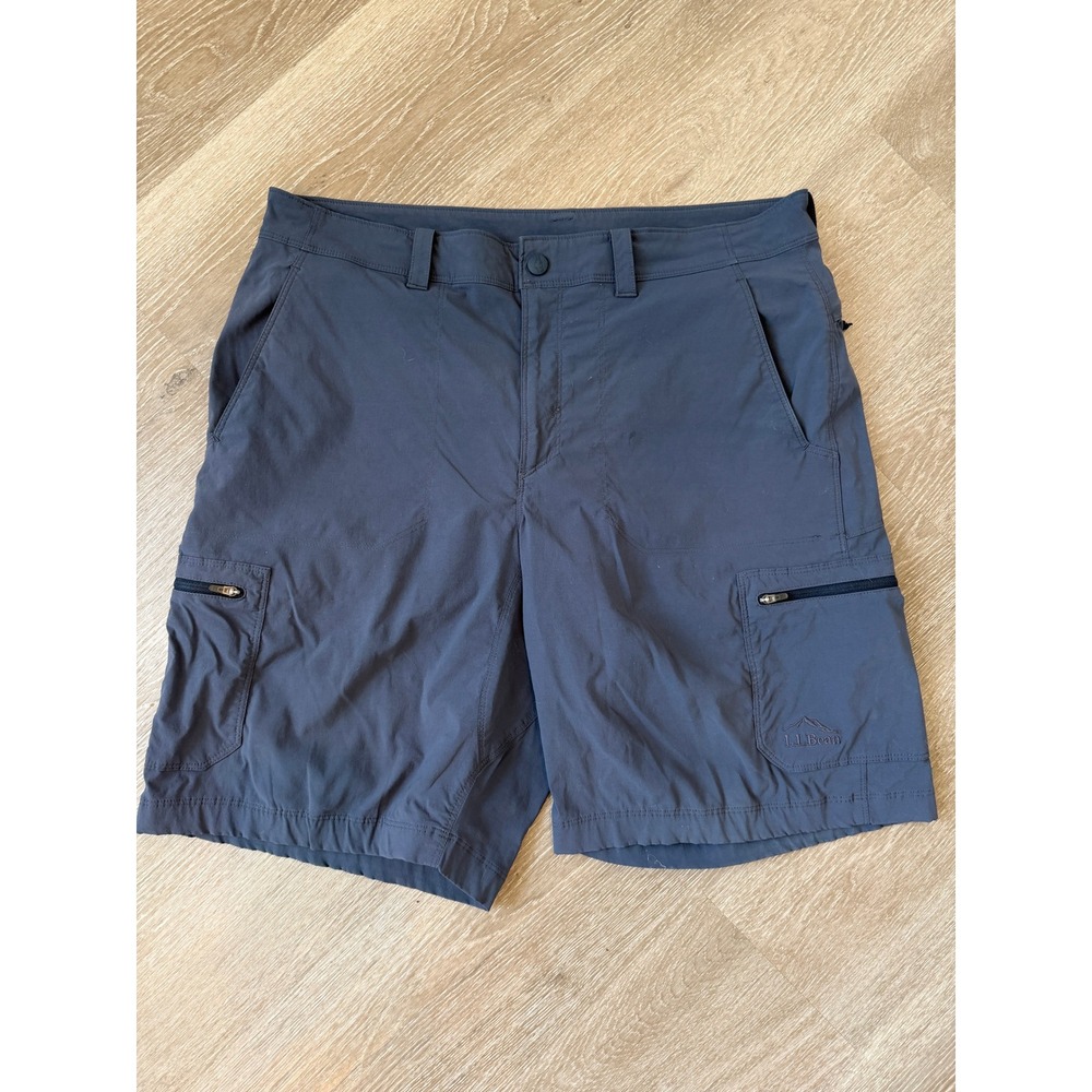 LL Bean Mens Vista Camp Shorts Gray Hiking Cargo Stretch Size 35W 506424